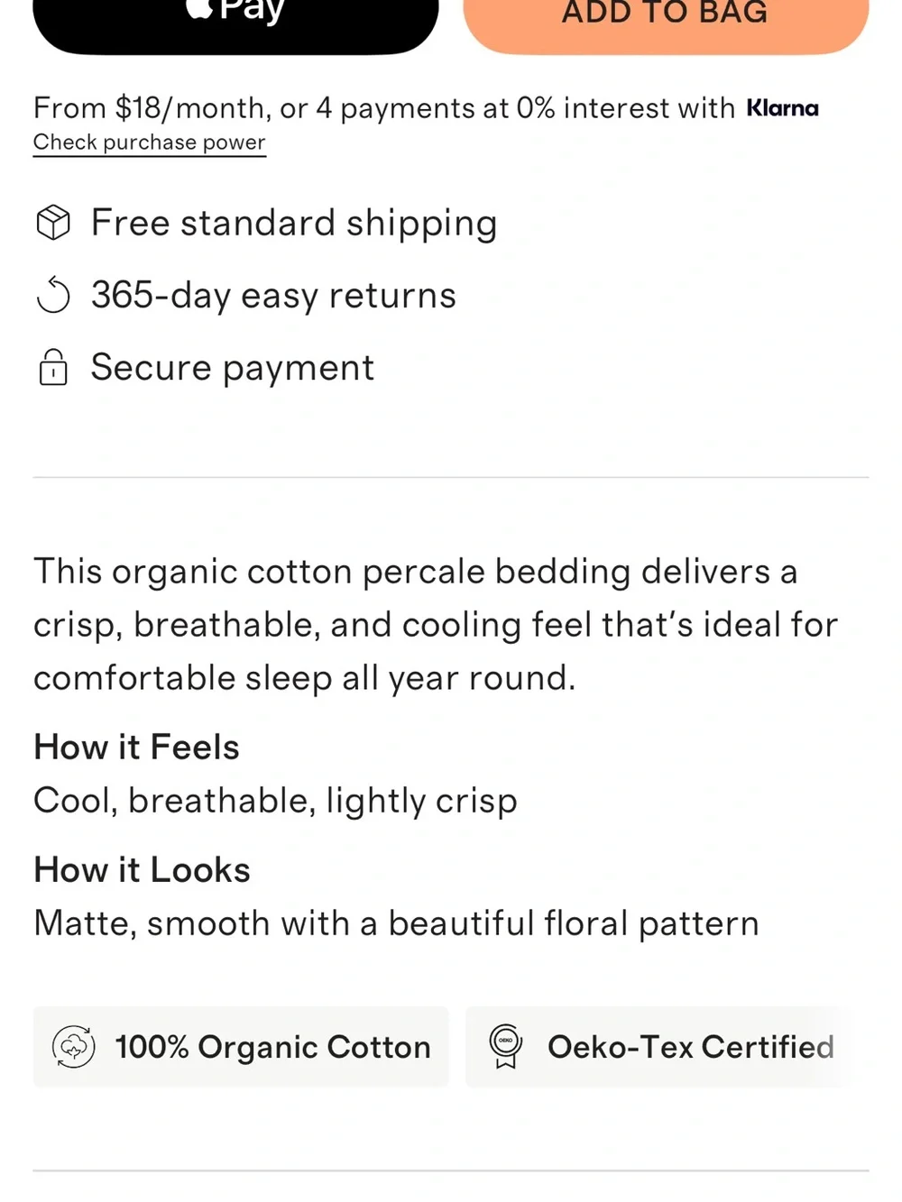 NWOT Quince Organic Crisp Percale Duvet Set - Retail $104